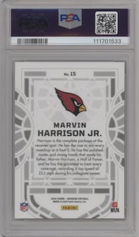 Marvin Harrison Jr. from the 2024 Panini Obsidian set graded by PSA and given an overall grade of 9.