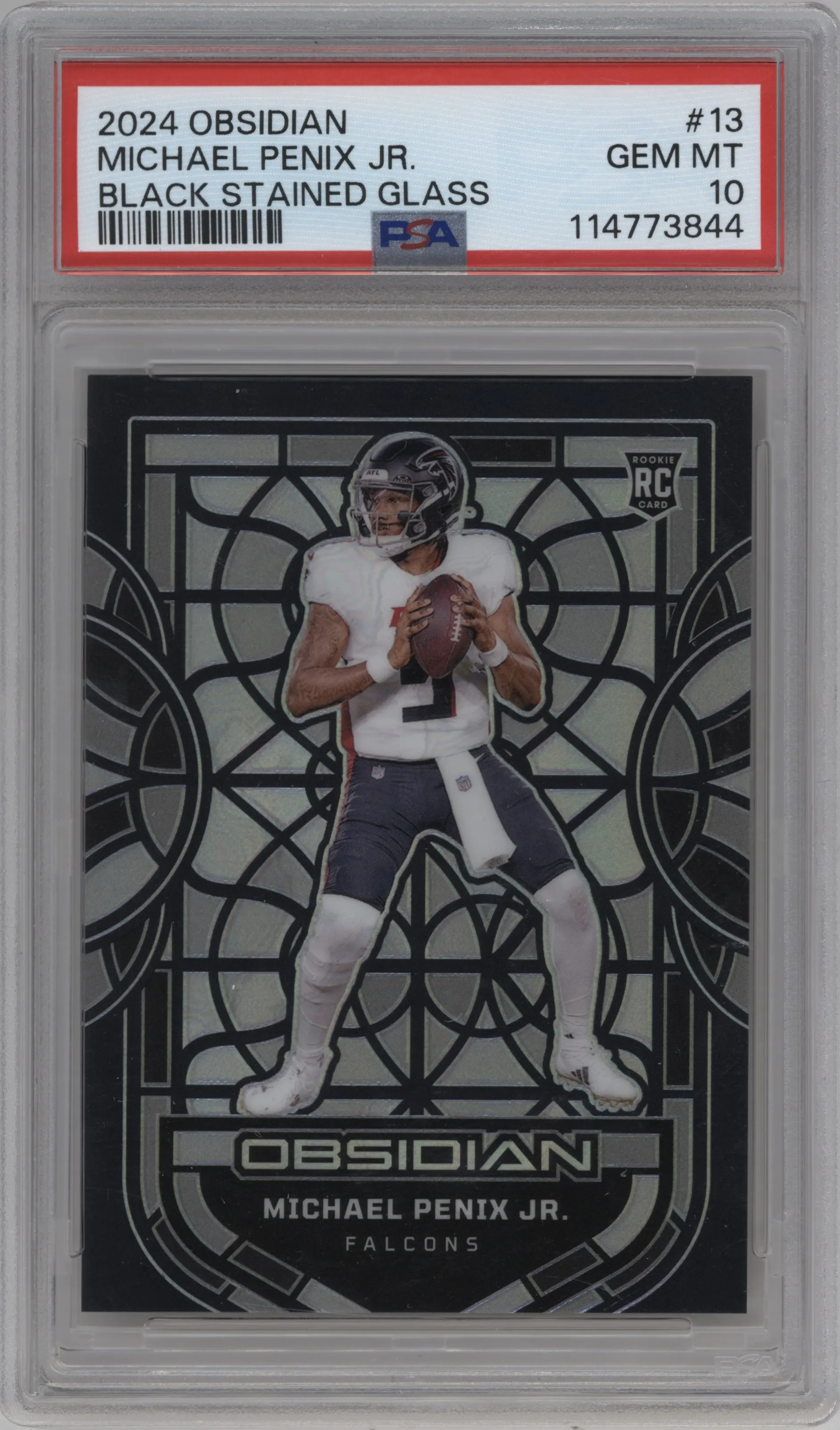2024 Panini Obsidian Black Stained Glass Michael Penix Jr. #13 PSA 10