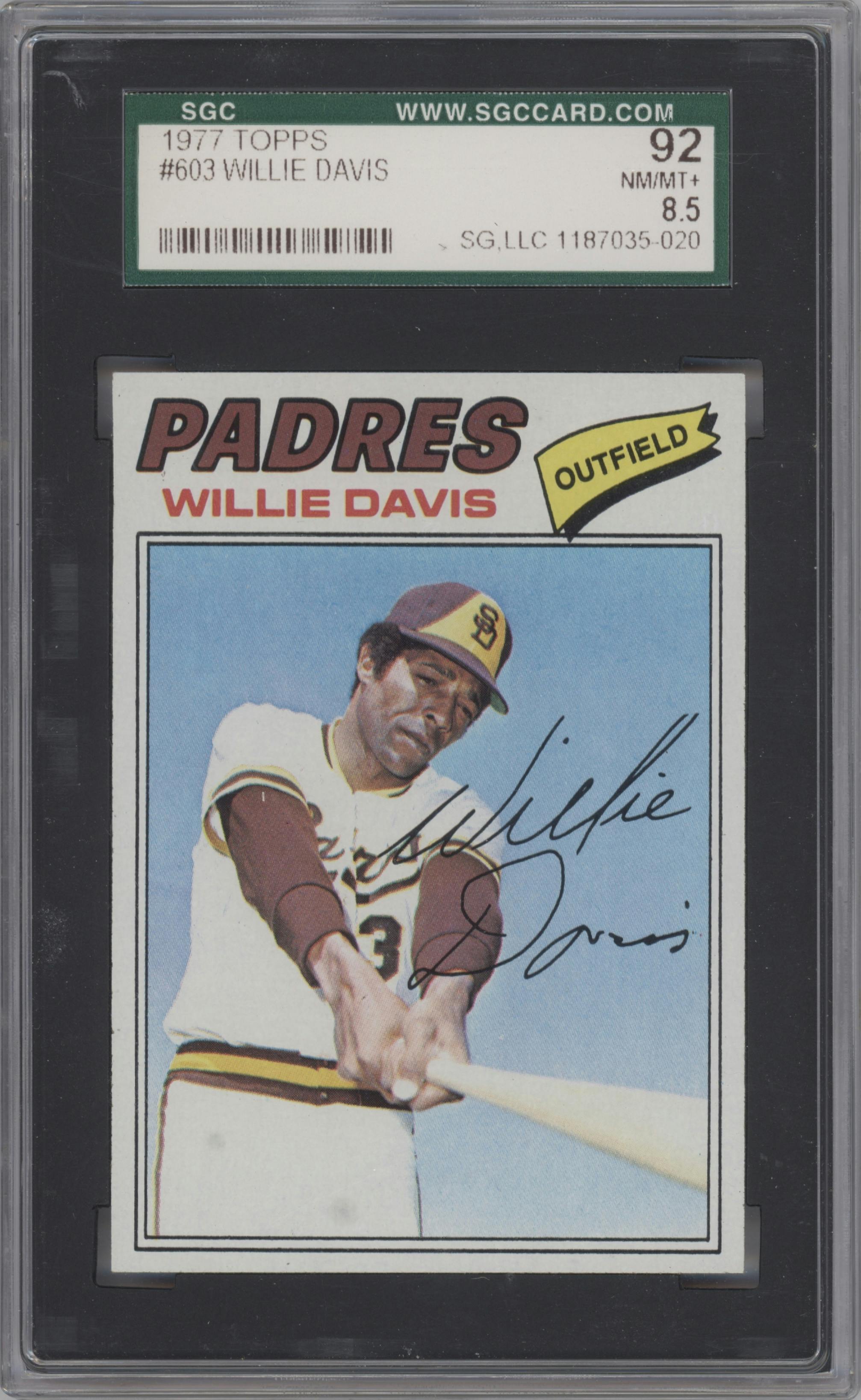 Willie Davis from the 1977 Topps set graded by SGC and given an overall grade of 8.5.