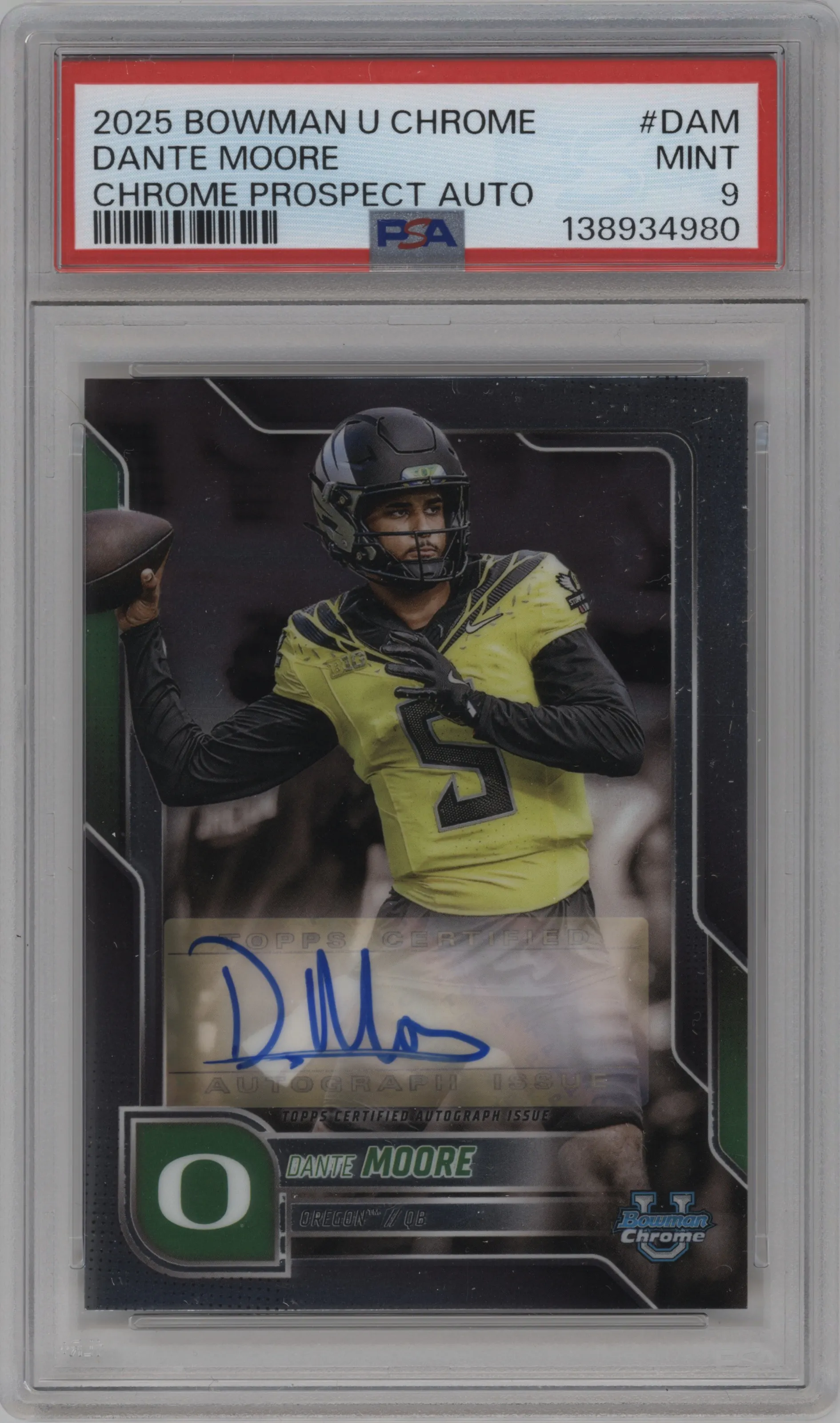 2025 Bowman University Chrome Chr.Pros.Auto Dante Moore #BCA-DAM PSA 9