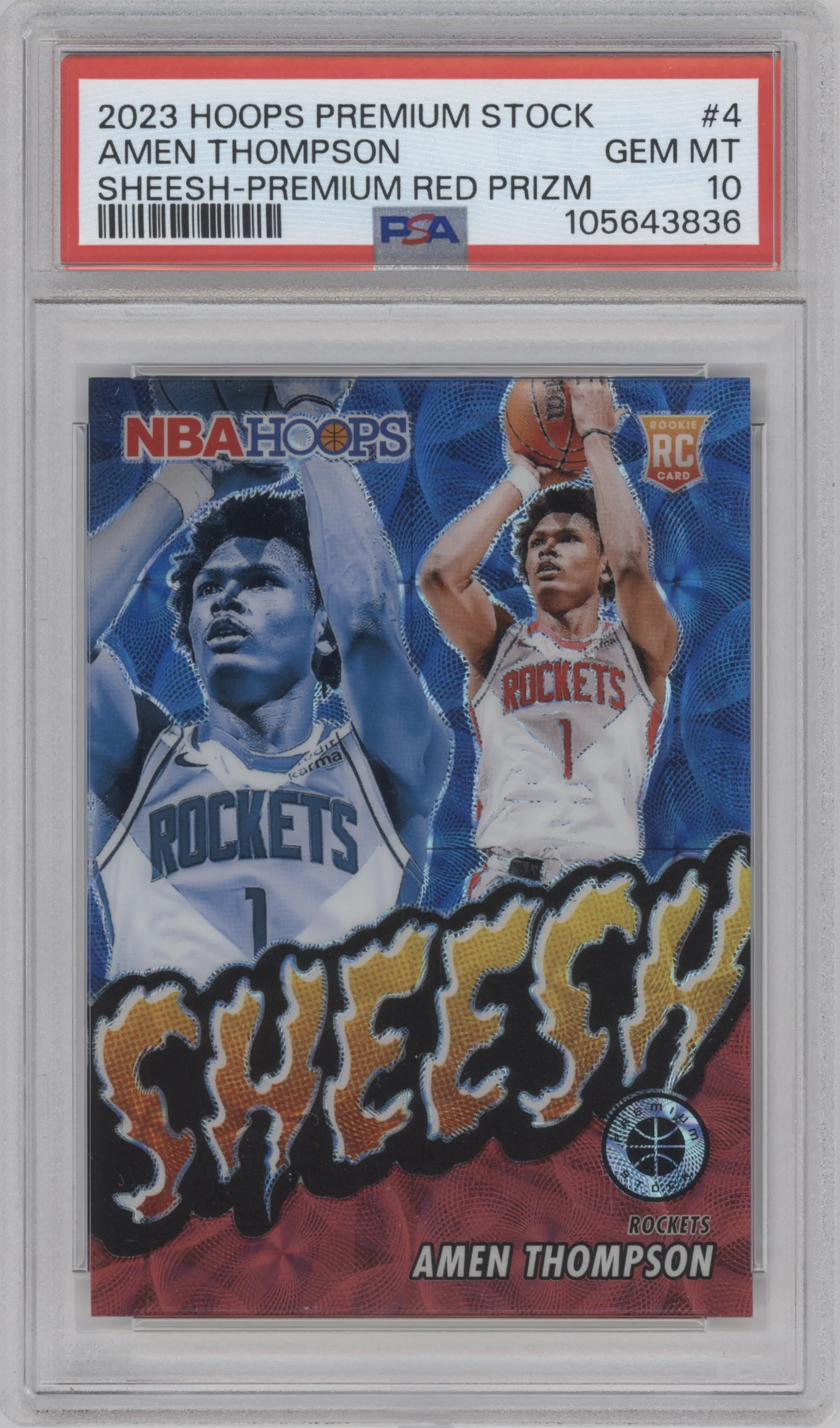 2023 Panini Hoops Premium Stock Sheesh Amen Thompson Premium Red #4 PSA 10