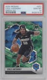 Cole Anthony from the 2020-21 Panini Mosaic set featuring a Green Ice parallel graded by PSA and given an overall grade of 10.