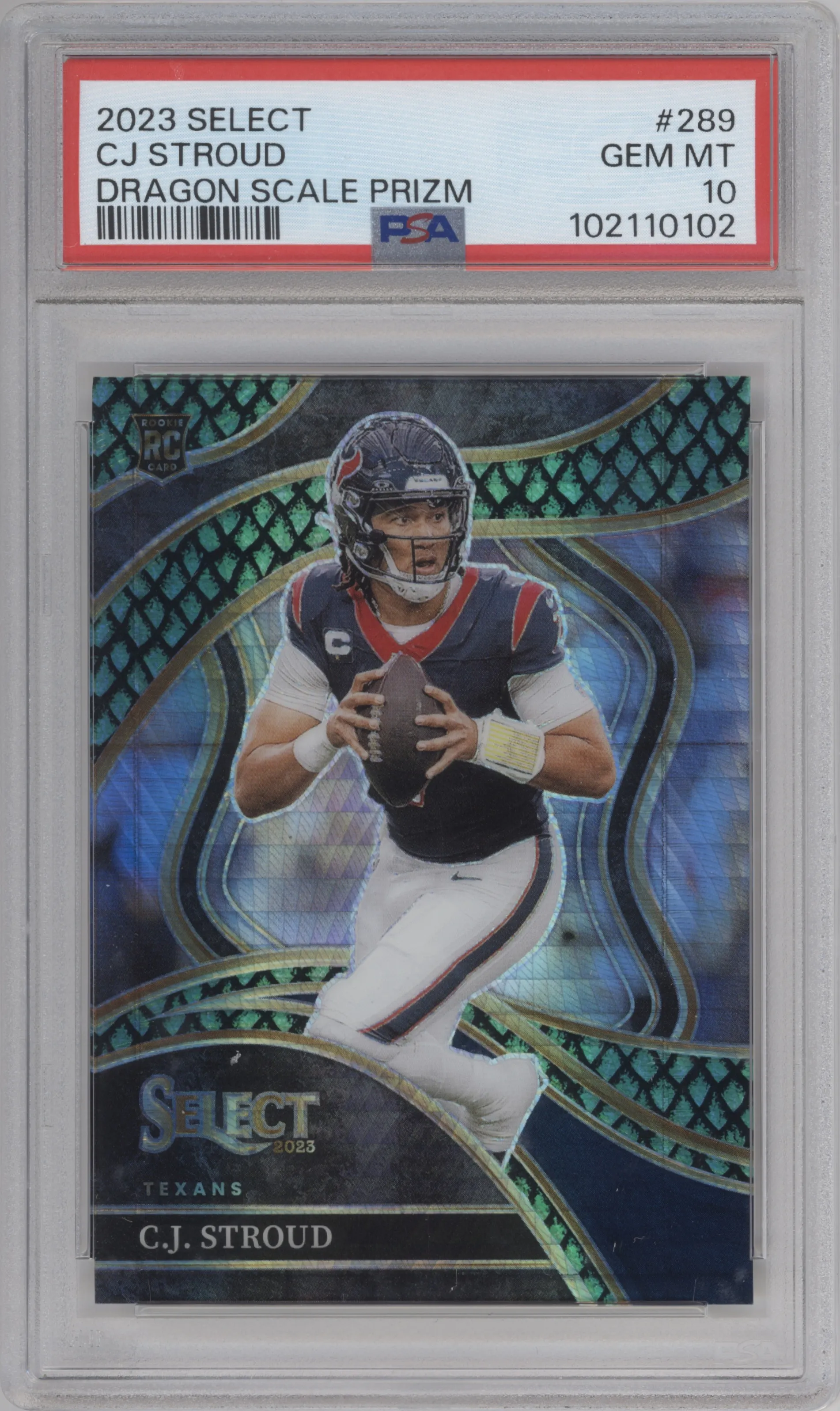 2023 Panini Select Club Lvl. C.J. Stroud Dragon Scale #289 PSA 10