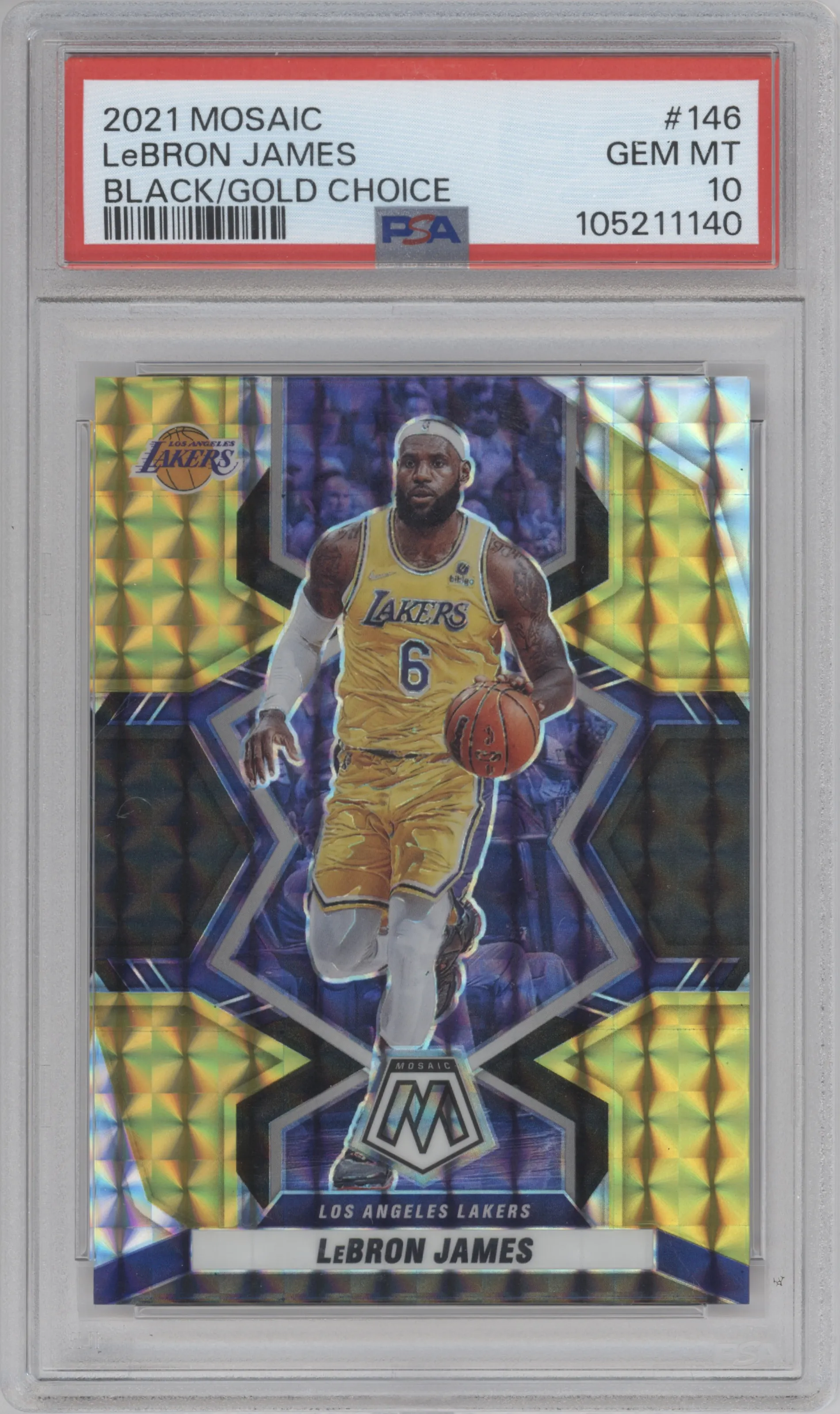 2021 Panini Mosaic LeBron James Choice Black Gold #146 PSA 10