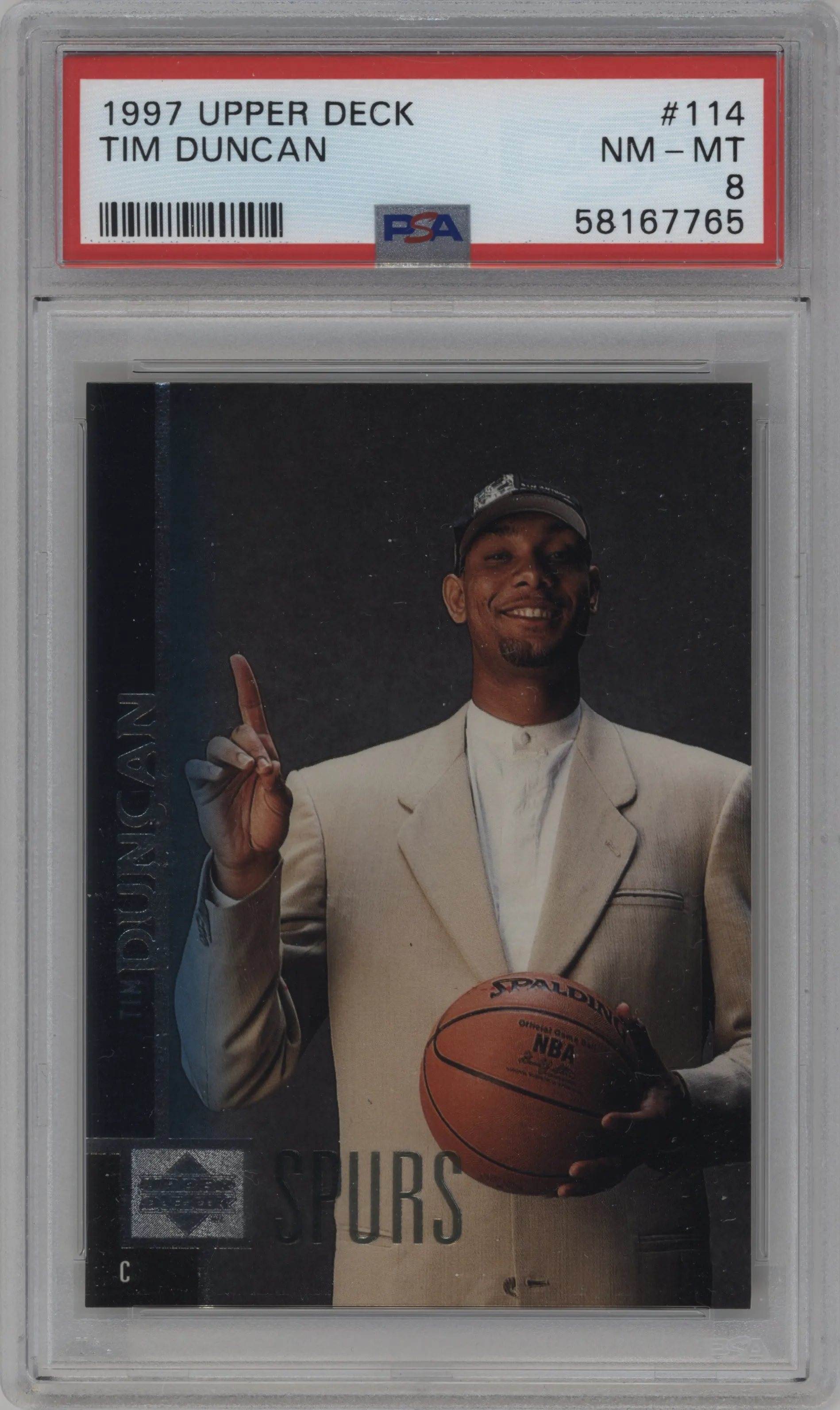 1997 Upper Deck Tim Duncan #114 PSA 8
