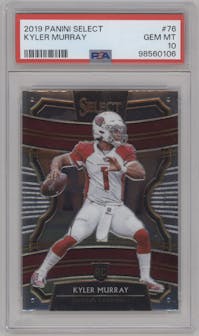 Kyler Murray from the 2019 Panini Select  set graded by PSA and given an overall grade of 10.