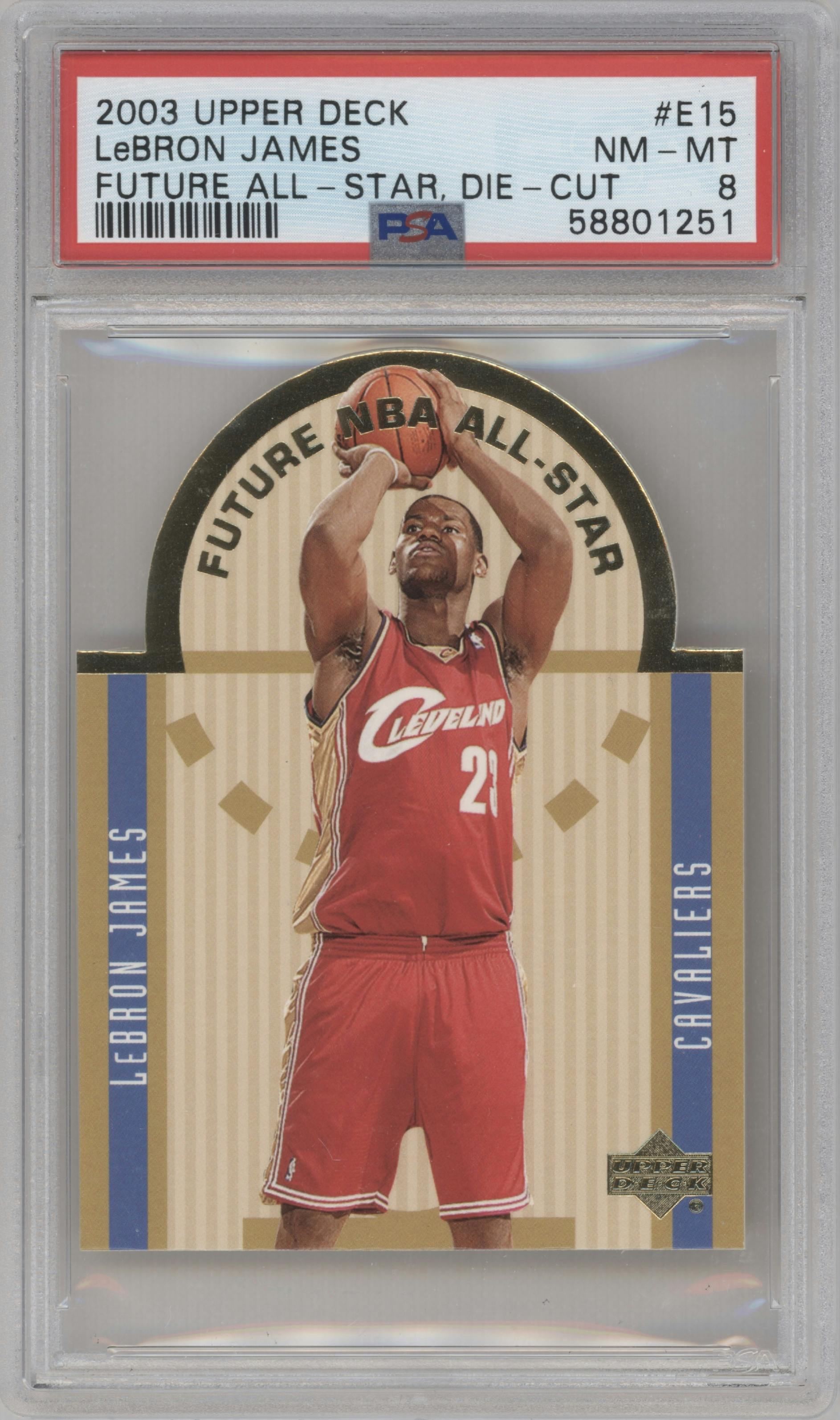 LeBron James from the 2003-04 Upper Deck set graded by PSA and given an overall grade of 8.