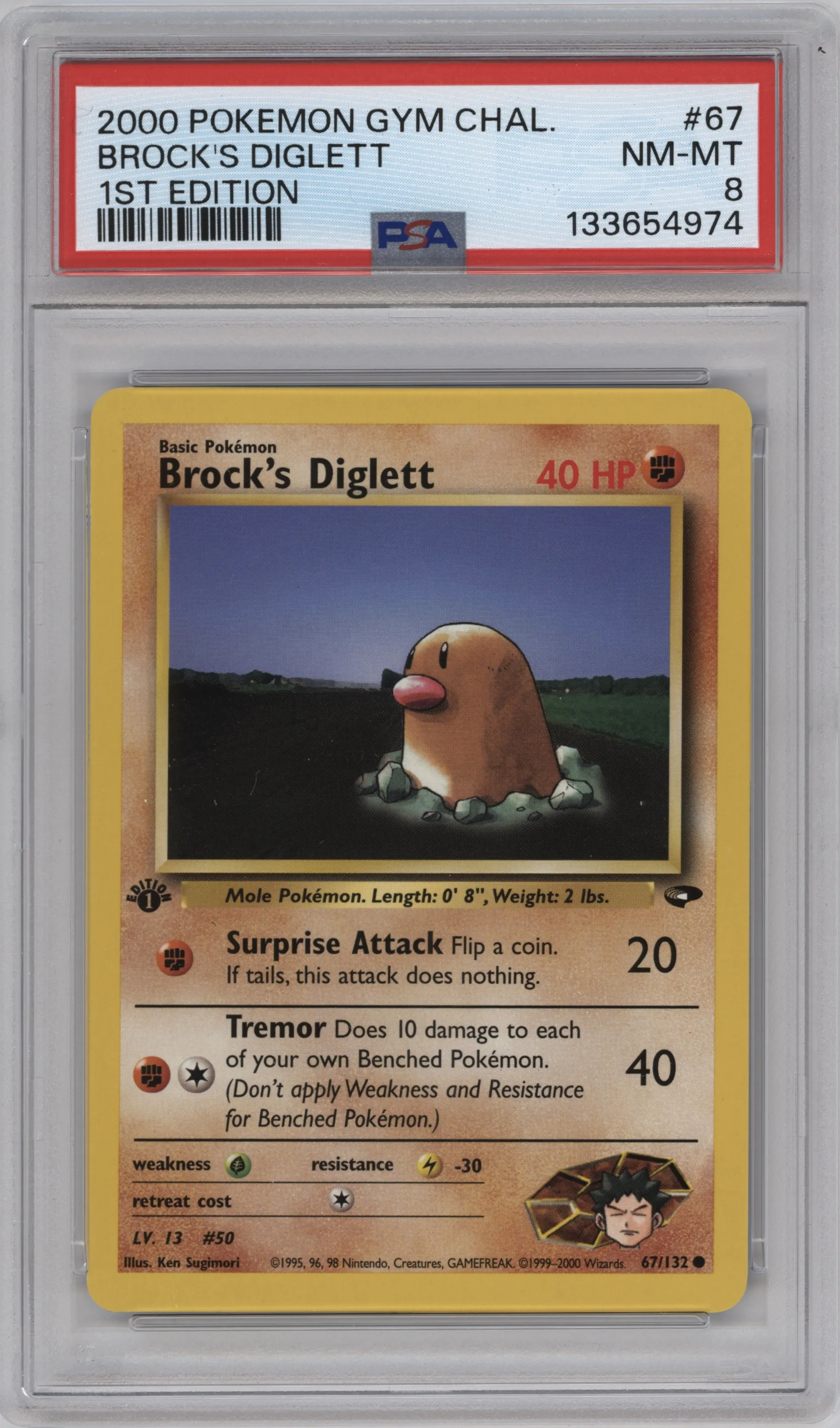2000 Pokemon GH Gym Challenge Brock's Diglett PSA 8