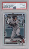 Jordan Lawlar from the 2021 Bowman Draft set featuring a Refractor parallel graded by PSA and given an overall grade of 9.