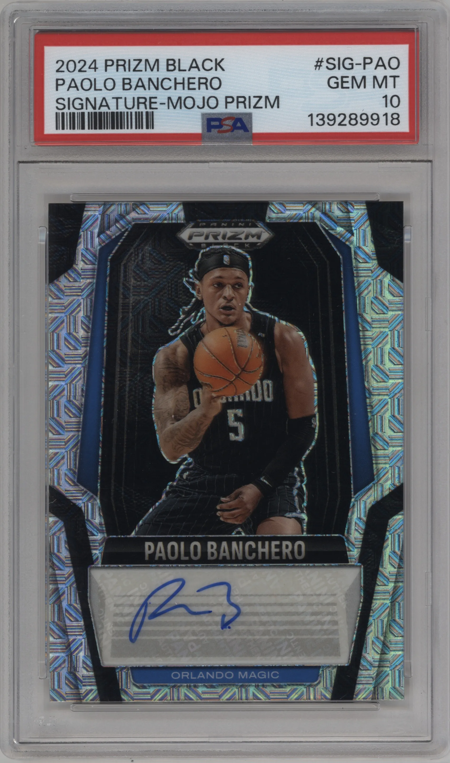 2024 Panini Prizm Black Sig. Paolo Banchero Mojo Prizm #SIG-PAO PSA 10