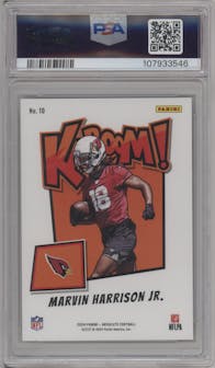 Marvin Harrison Jr. from the 2024 Panini Absolute set graded by PSA and given an overall grade of 10.