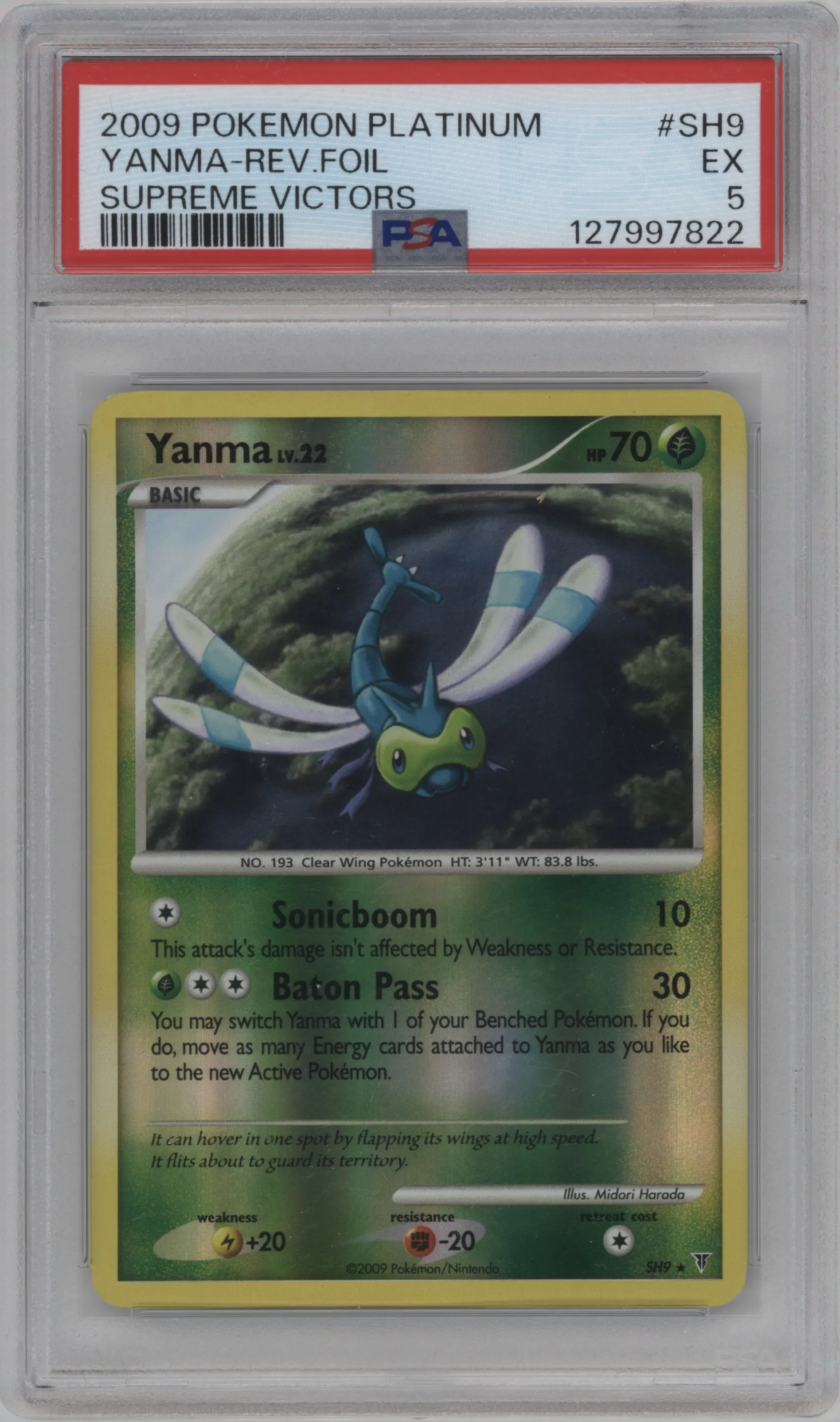 2009 Pokemon Platinum Supreme Victors Yanma #SH9 PSA 5