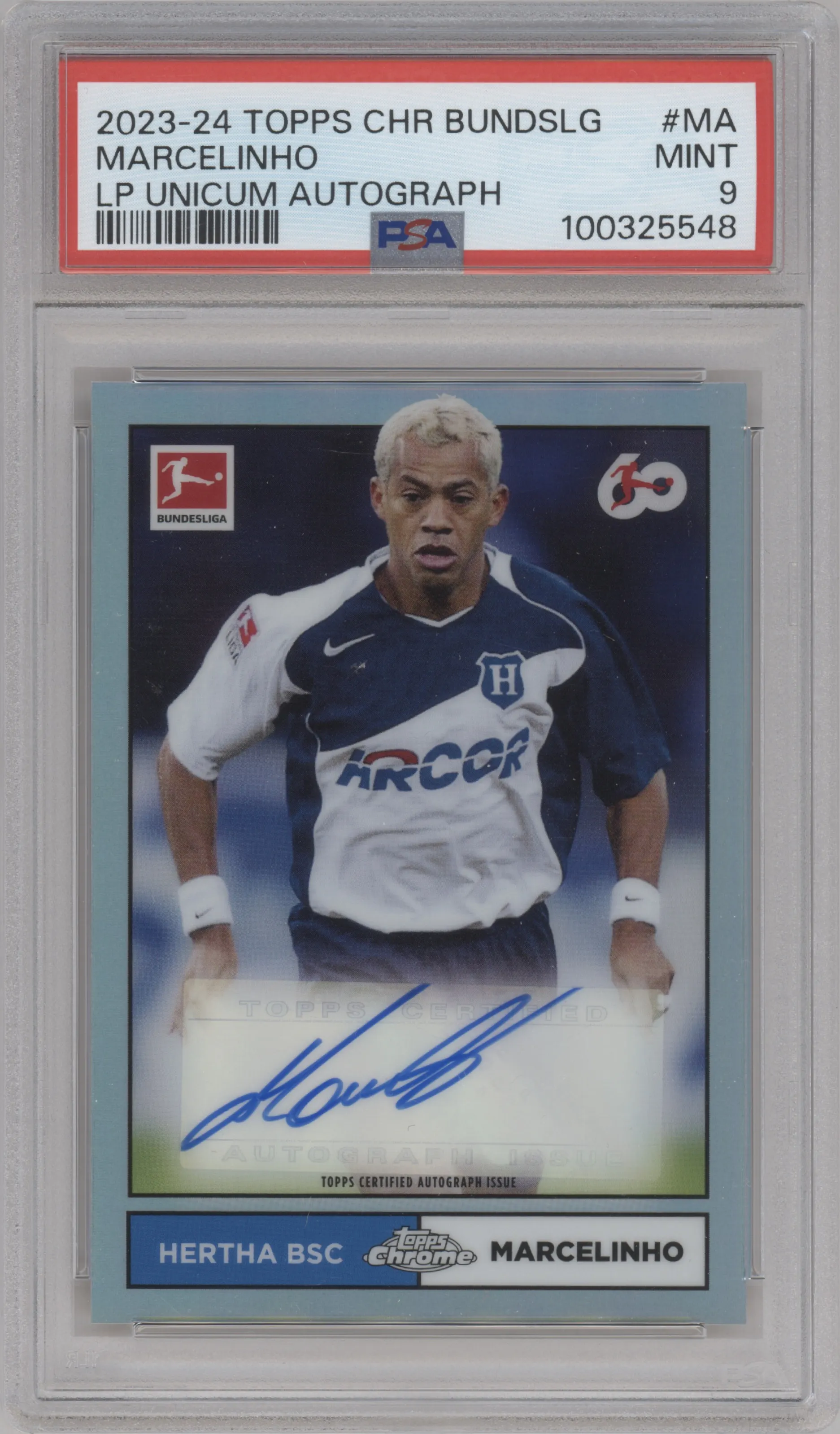 2023 Topps Chrome Bundesliga Leg.Player Unicum Auto Marcelinho #LGUA-MA PSA 9