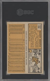 Mickey Mantle from the 1963 Topps set graded by SGC and given an overall grade of 6.5.