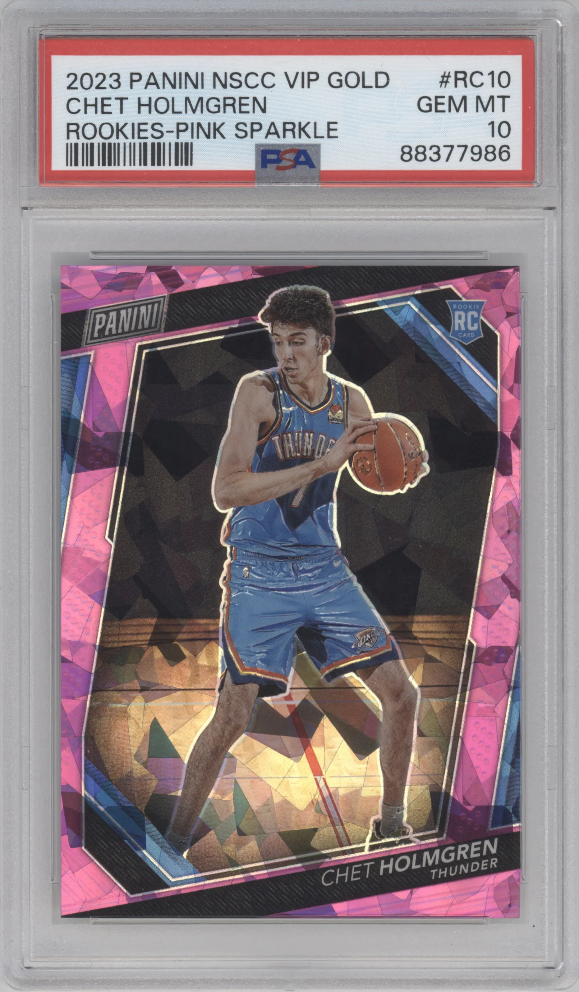 2023 Panini The National VIP Gold Packs Chet Holmgren Pink Sparkle #RC10 PSA 10