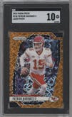 Patrick Mahomes II from the 2024 Panini Prizm set featuring a Lazer Prizm parallel graded by SGC and given an overall grade of 10.
