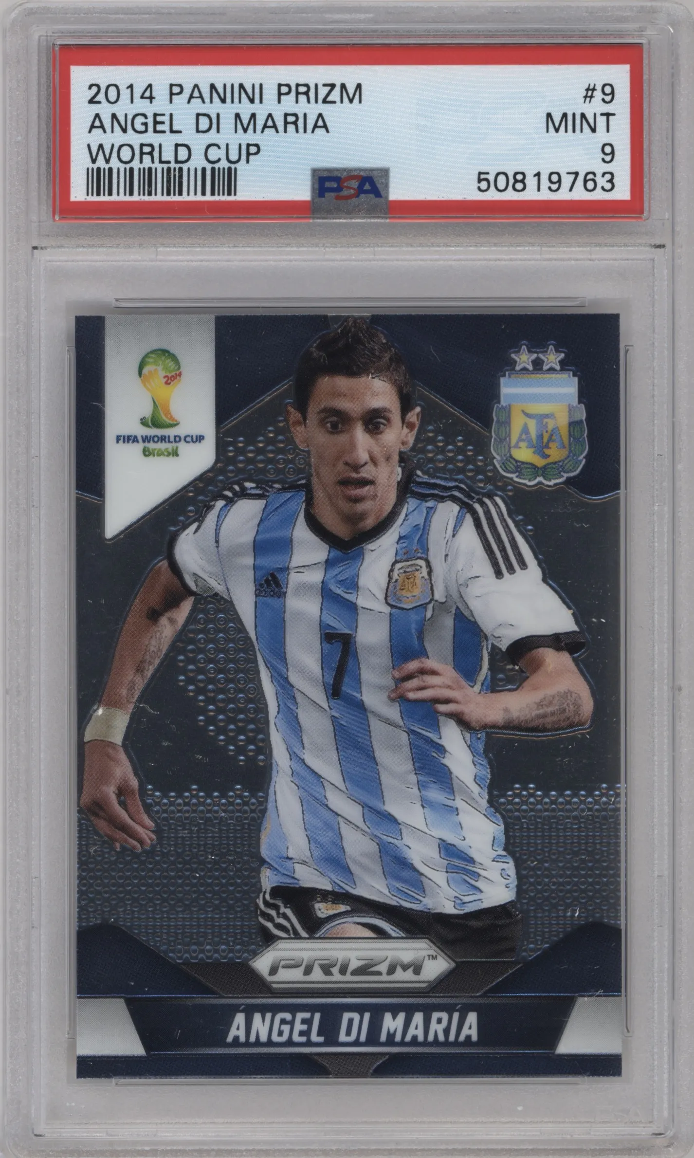 2014 Panini Prizm World Cup Argentina Angel Di Maria #9 PSA 9