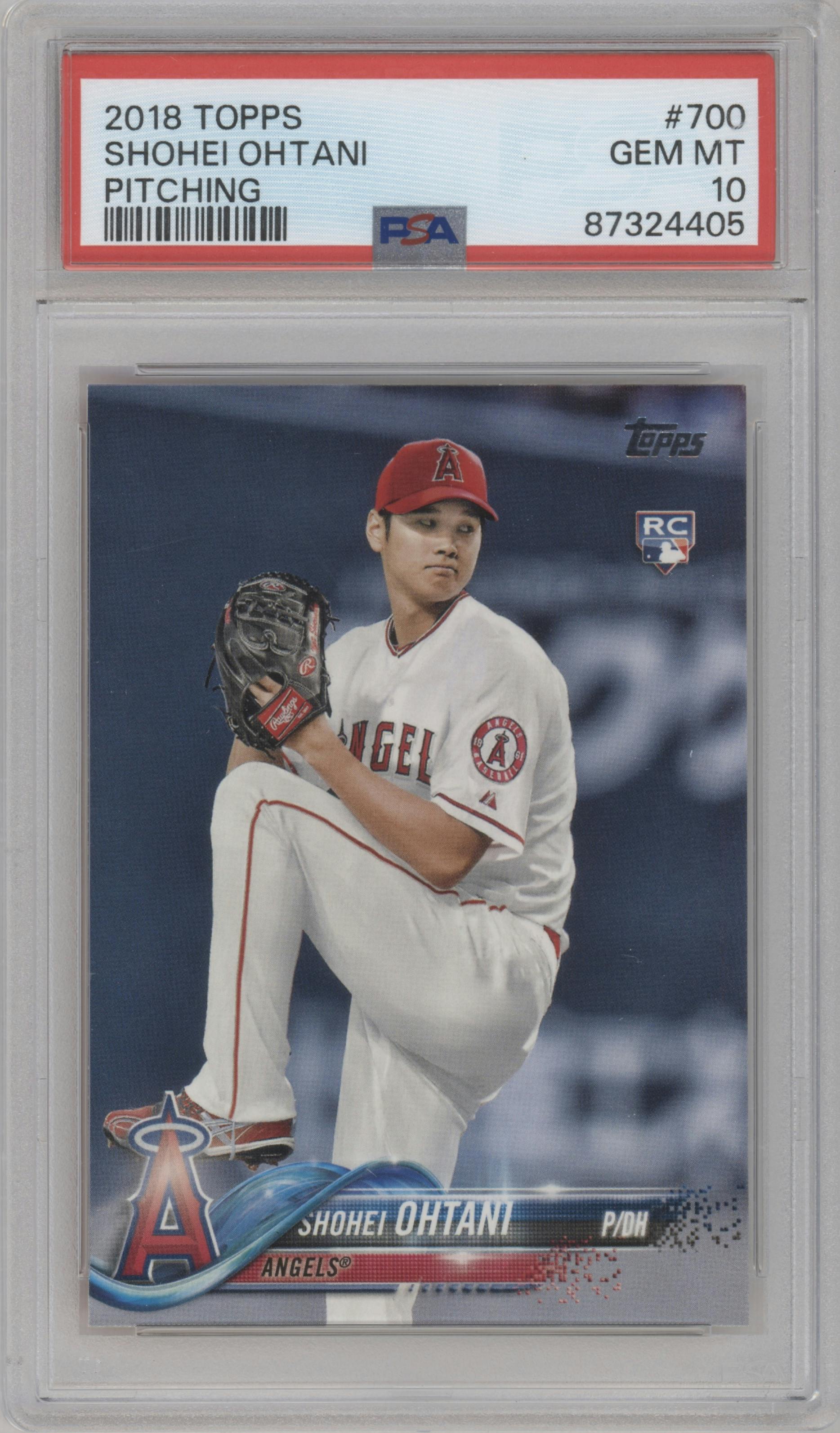 Shohei Ohtani from the 2018 Topps Series 2 set graded by PSA and given an overall grade of 10.