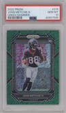 John Metchie III from the 2022 Panini Prizm set featuring a Green Shimmer parallel graded by PSA and given an overall grade of 10.