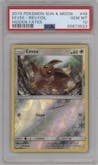 Eevee from the 2019 Pokemon S&M  set graded by PSA and given an overall grade of 10.
