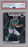 Tua Tagovailoa from the 2020 Panini Mosaic set graded by PSA and given an overall grade of 10.