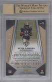 Alvin Kamara from the 2017 Panini Prizm set featuring a Gold Prizm  parallel graded by Beckett and given an overall grade of 9.5.