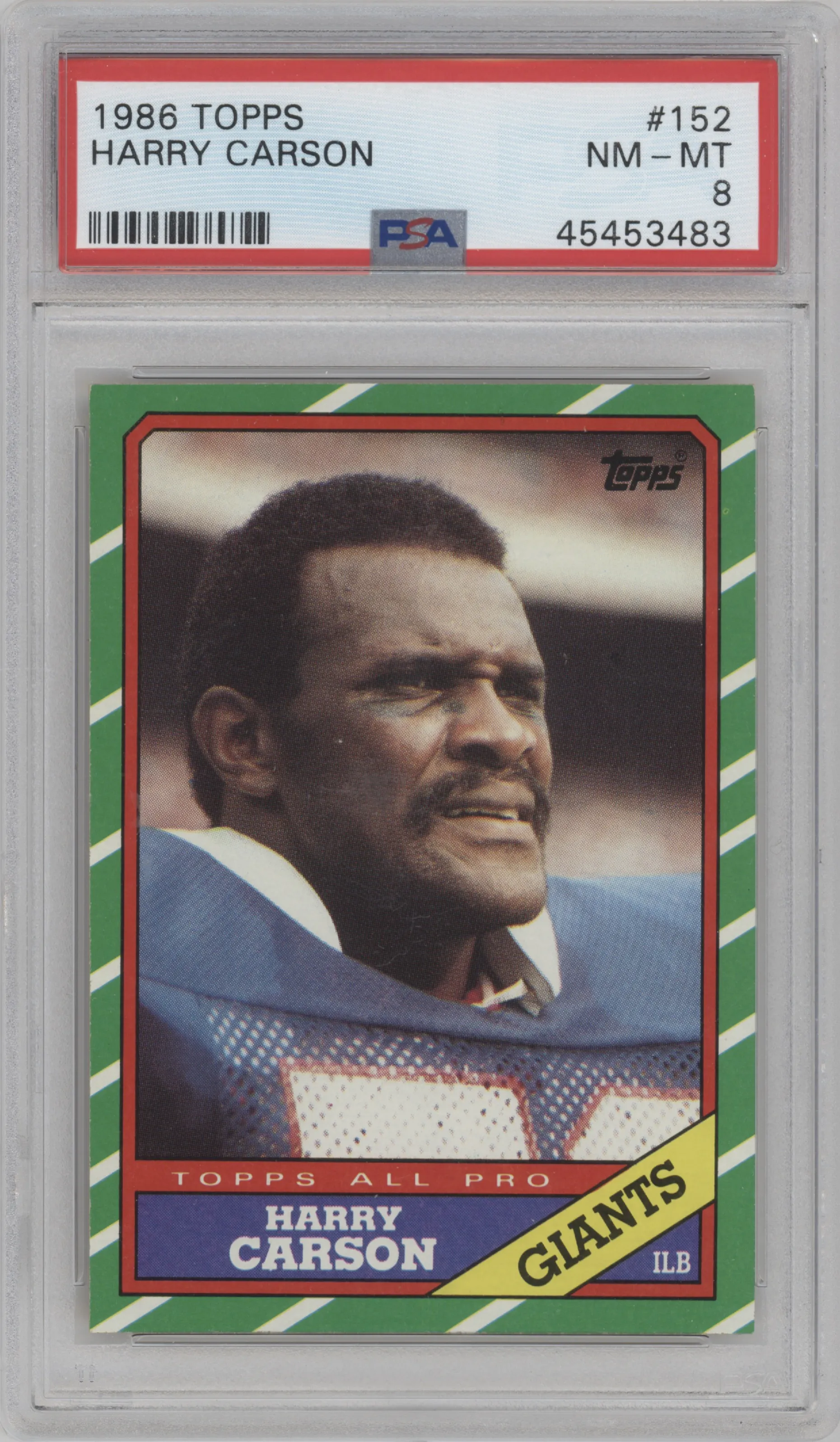 1986 Topps Harry Carson PSA 8