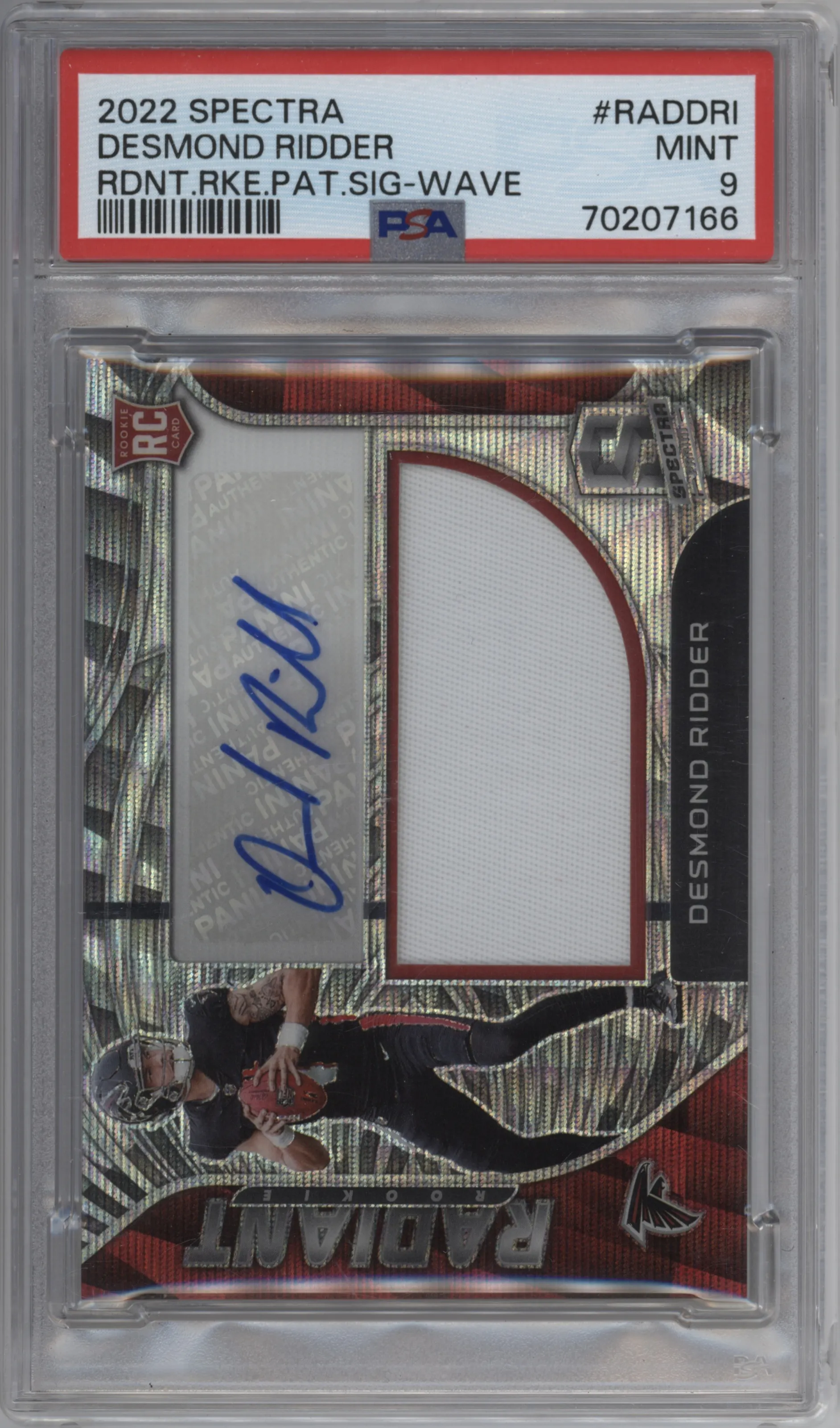 2022 Panini Spectra Rad.Rke.Ptch.Sig. Desmond Ridder Wave #RAD-DRI PSA 9