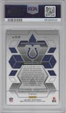 Anthony Richardson from the 2023 Panini Mosaic set featuring a Choice Fusion Green & Black parallel graded by PSA and given an overall grade of 10.