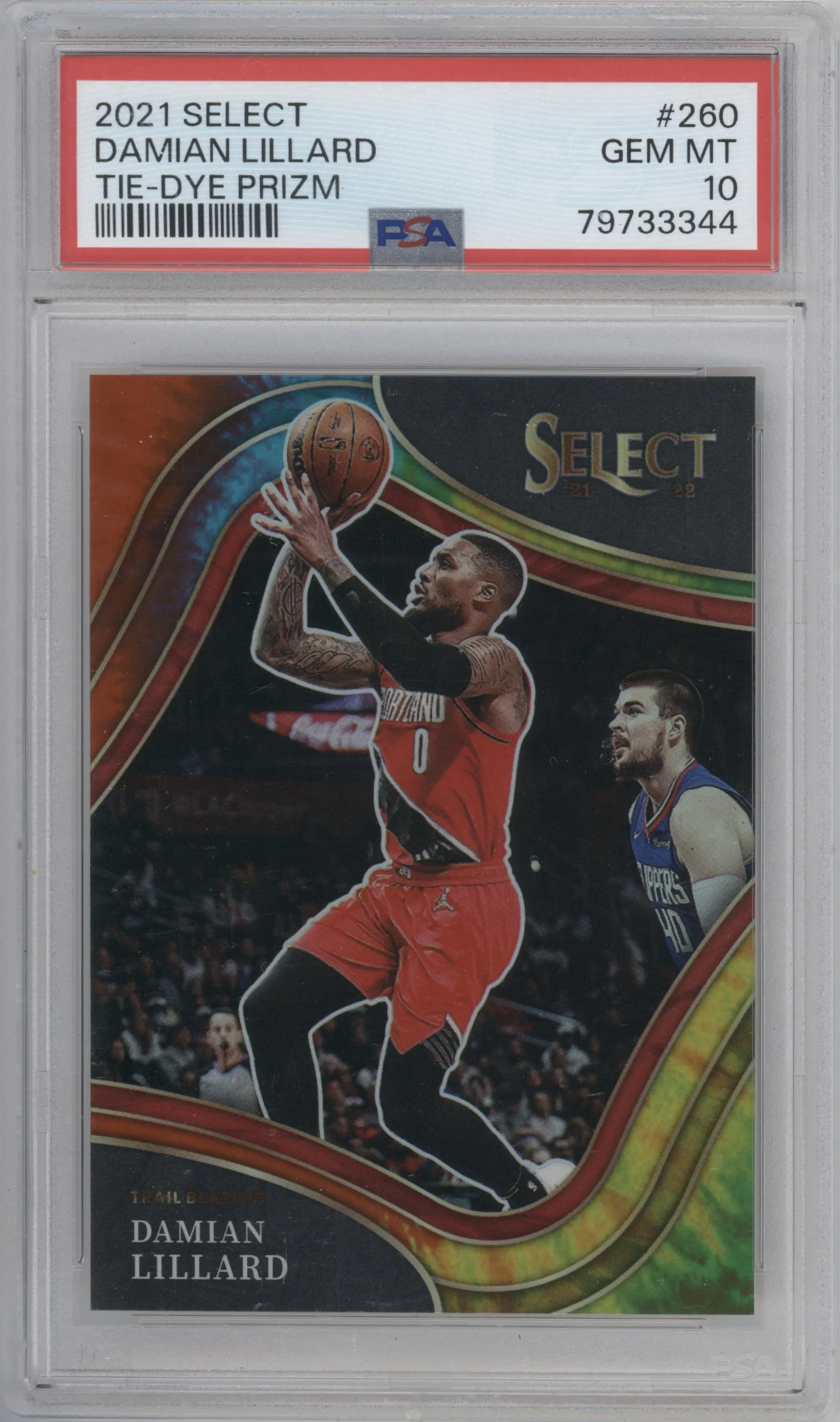 2021 Panini Select Courtside Damian Lillard Tie-Dye #260  PSA 10