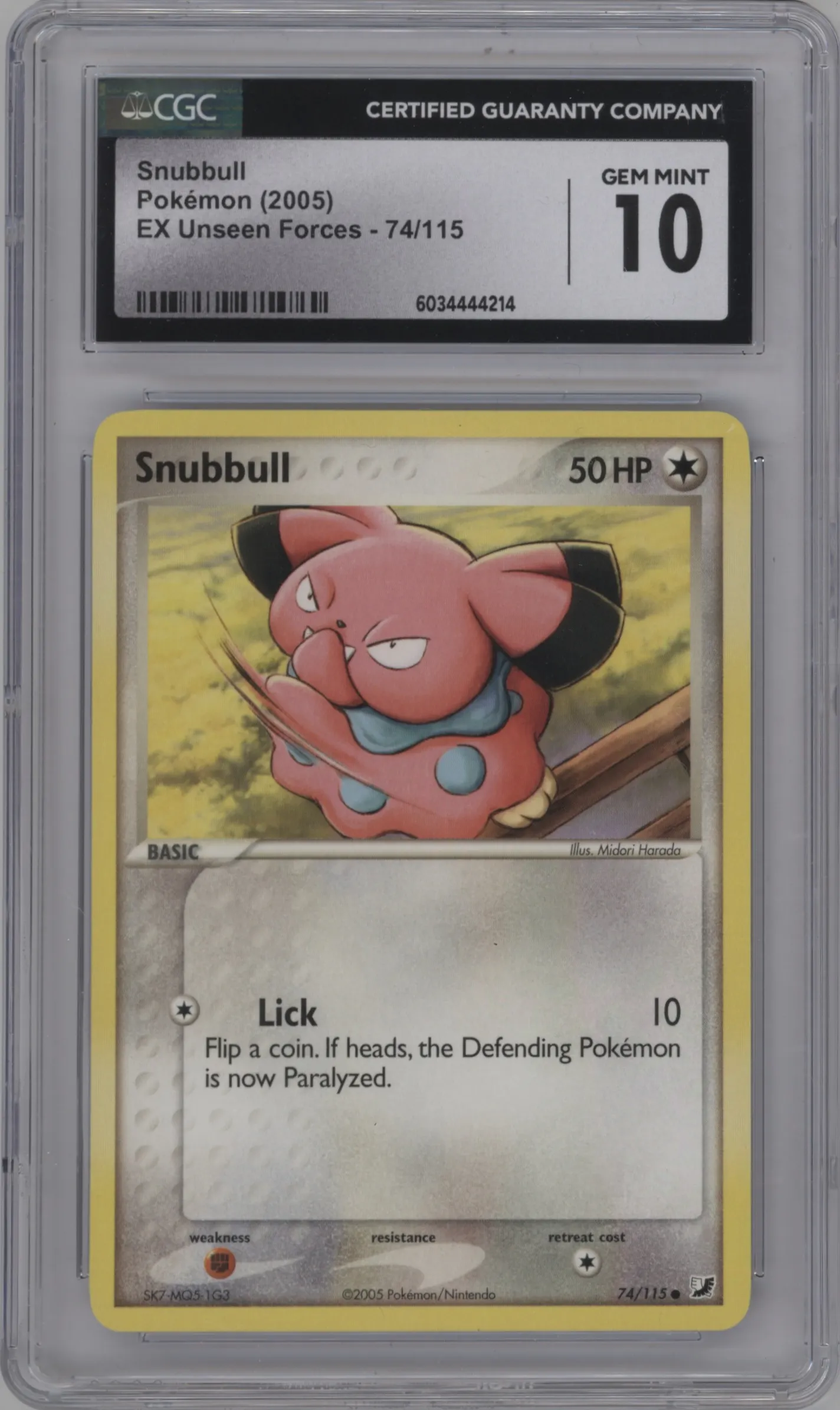 2005 Pokemon EX Unseen Forces Snubbull CGC 10