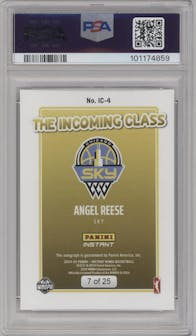 Angel Reese from the 2024-25 Panini Instant WNBA set featuring a Jungle parallel graded by PSA and given an overall grade of 10.
