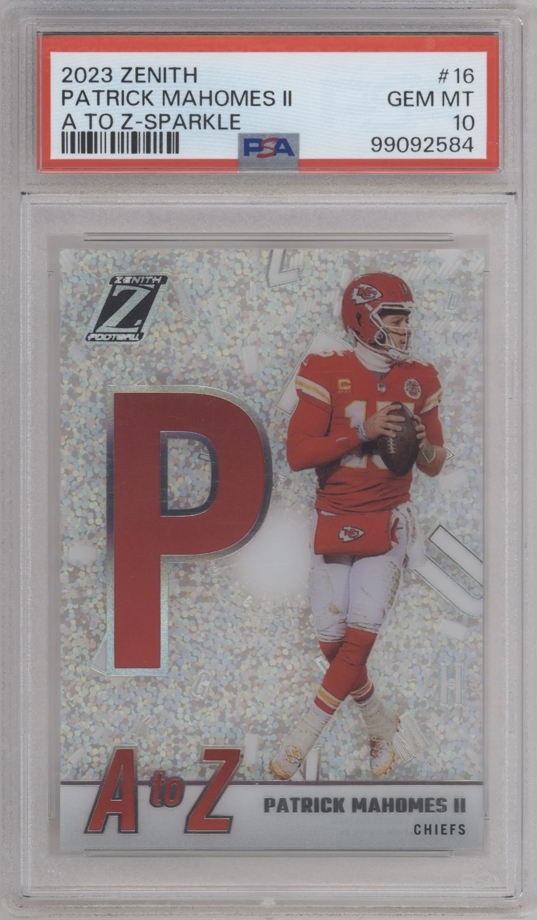 2023 Panini Zenith A to Z Patrick Mahomes II Sparkle #16 PSA 10
