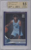 Ja Morant from the 2019-20 Panini Donruss Optic set featuring a Purple parallel graded by Beckett and given an overall grade of 9.5.