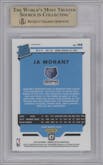 Ja Morant from the 2019-20 Panini Donruss Optic set featuring a Purple parallel graded by Beckett and given an overall grade of 9.5.