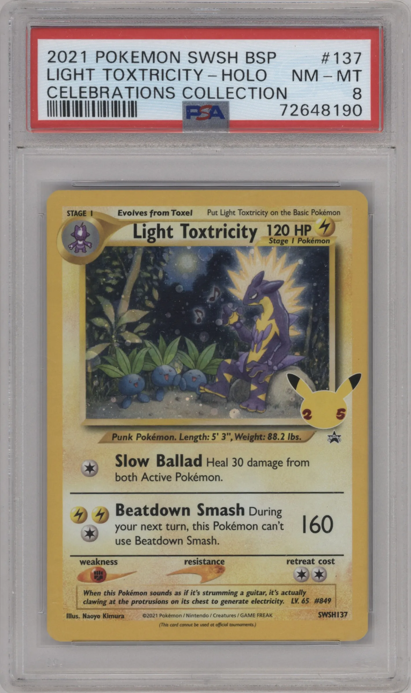 2021 Pokemon SWSH Light Toxtricity Celebrations Collector Chest #SWSH137 PSA 8