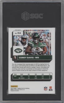 Corey Davis from the 2022 Panini Donruss Optic set featuring a Black Pandora parallel graded by SGC and given an overall grade of 9.5.