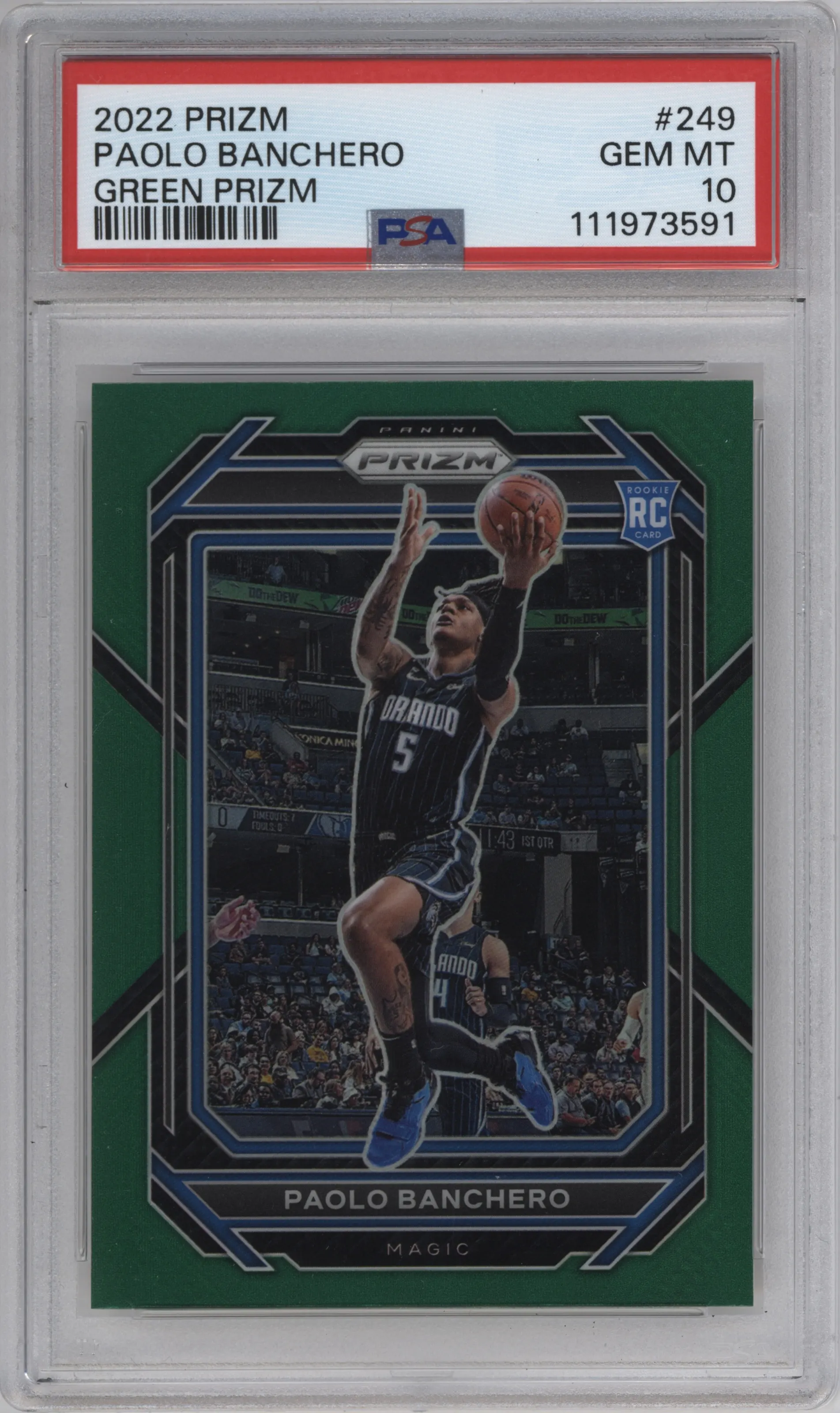 2022 Panini Prizm Paolo Banchero Green Prizm #249 PSA 10