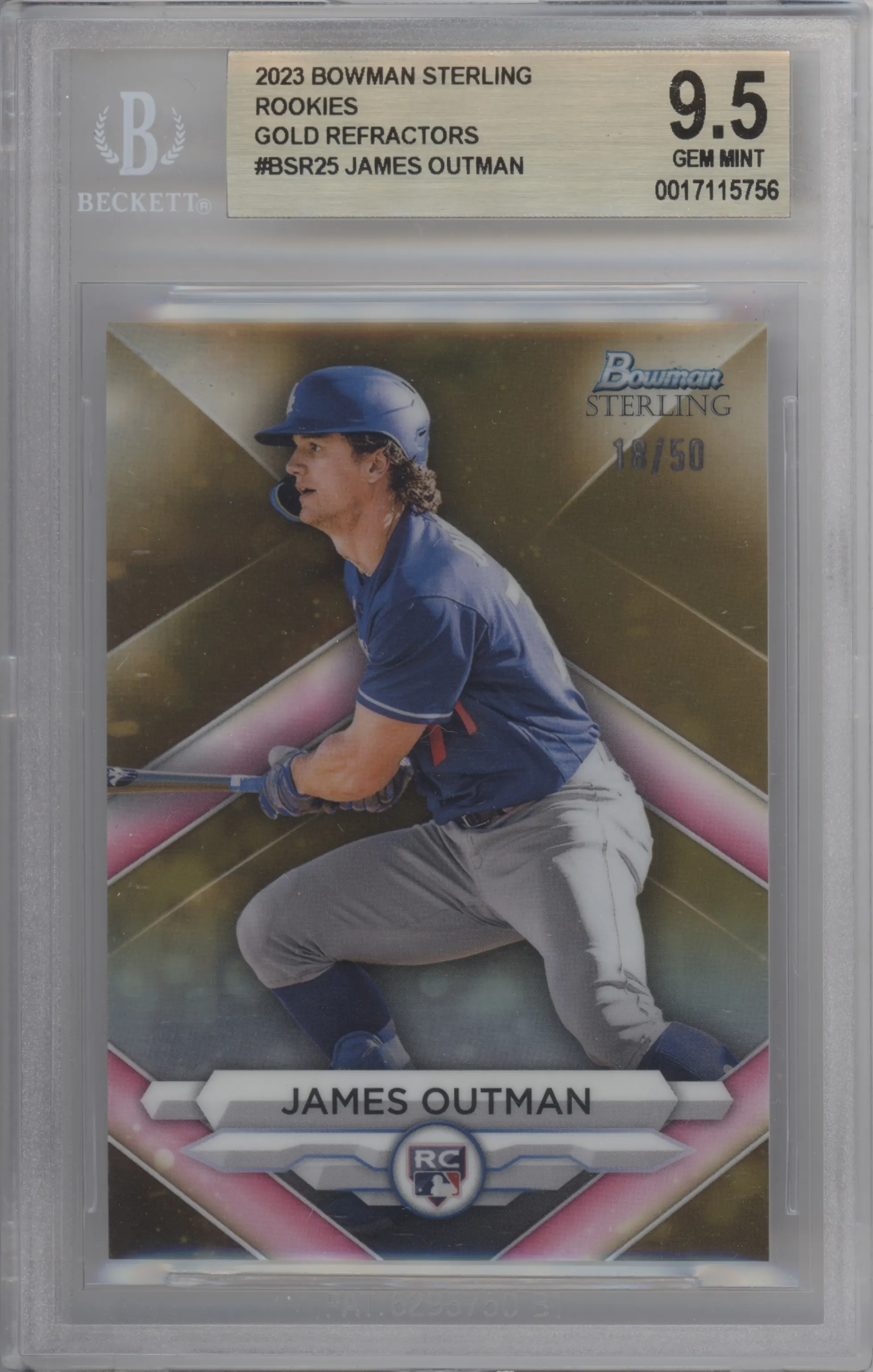 2023 Bowman Sterling James Outman Gold Refractor BGS 9.5