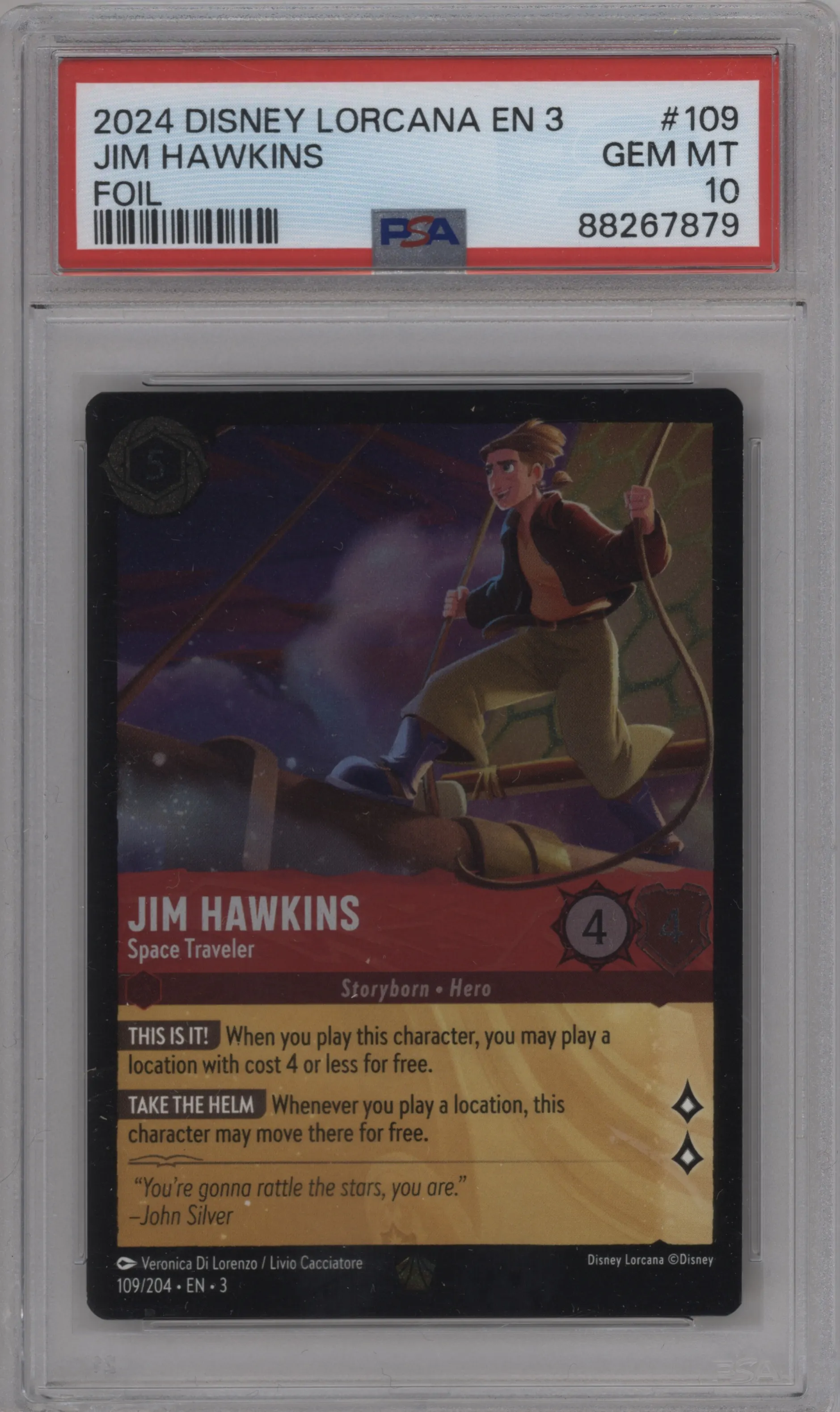 2024 Disney Lorcana Into the Inklands Jim Hawkins Foil #109 PSA 10