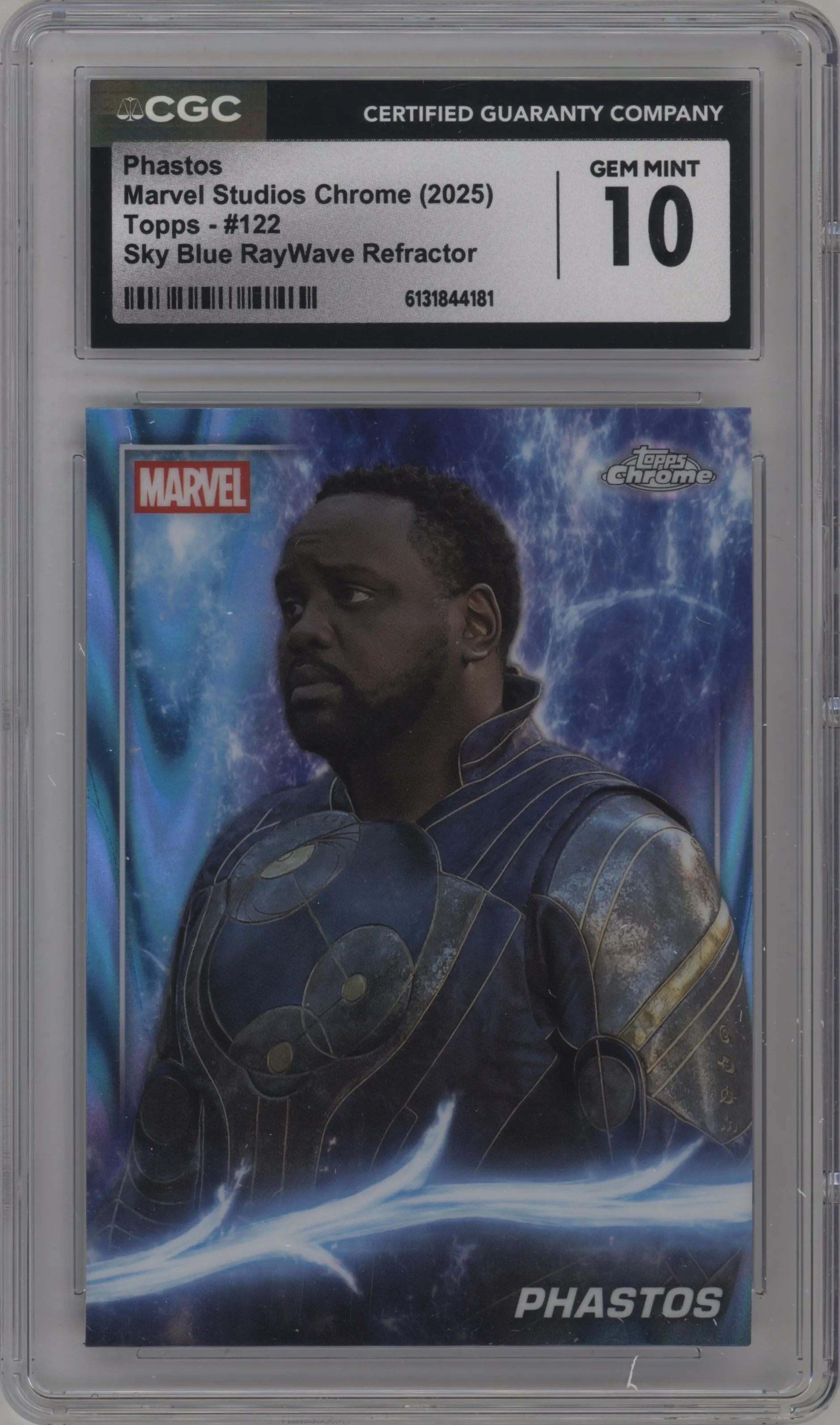 2025 Topps Chrome Marvel Studios Phastos Sky Blue RayWave Refractor CGC 10