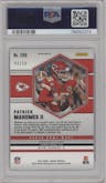 Patrick Mahomes II from the 2021 Panini Mosaic set featuring a No Huddle Purple parallel graded by PSA and given an overall grade of 10.