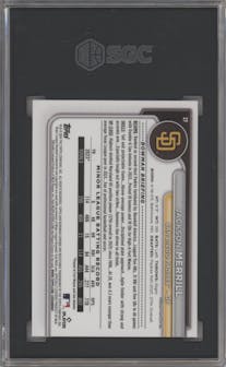Jackson Merrill from the 2024 Bowman Chrome set graded by SGC and given an overall grade of 10.