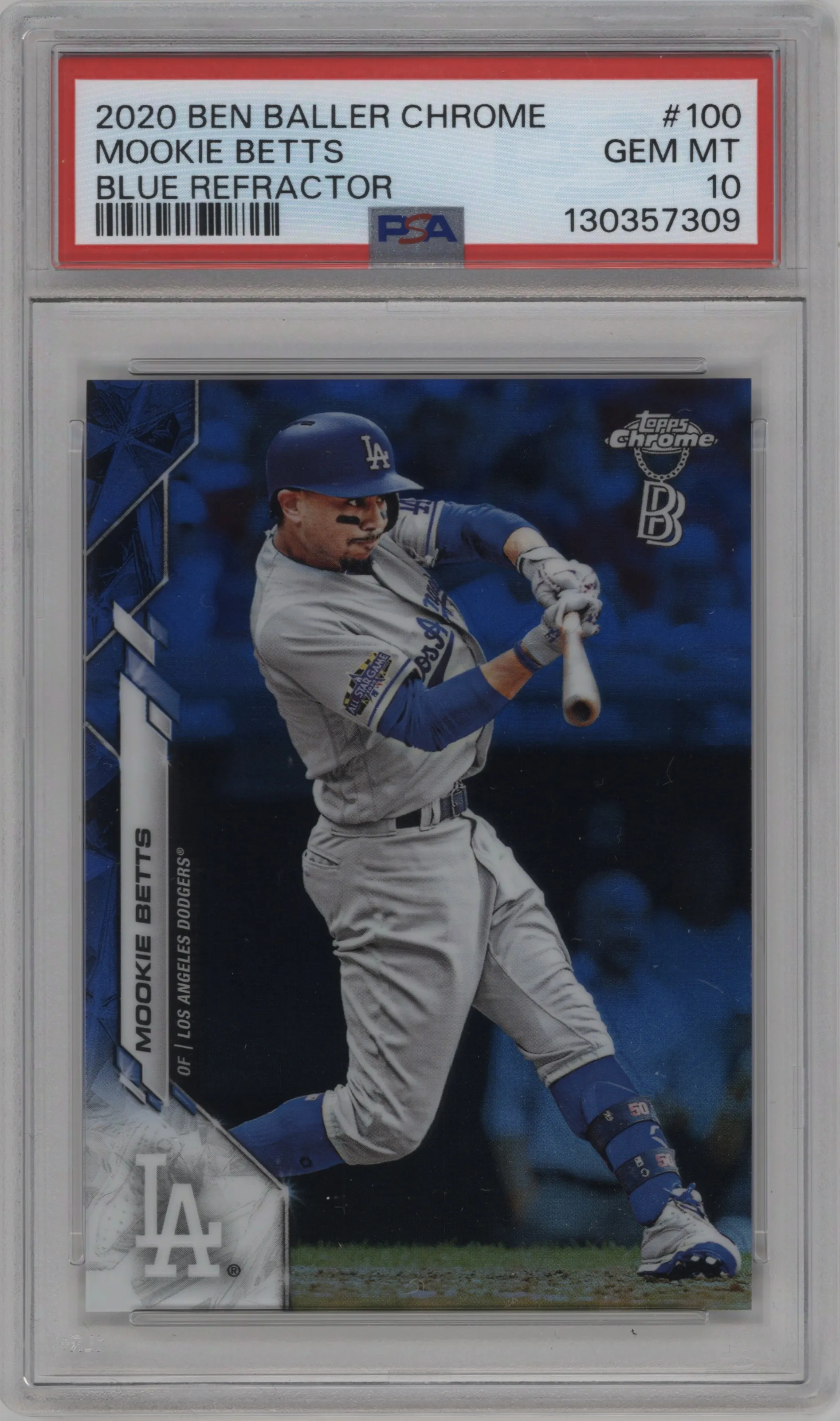 2020 Topps Chrome Ben Baller Edition Mookie Betts Blue Refractor #100 PSA 10