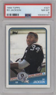 Bo Jackson from the 1988 Topps set graded by PSA and given an overall grade of 8.