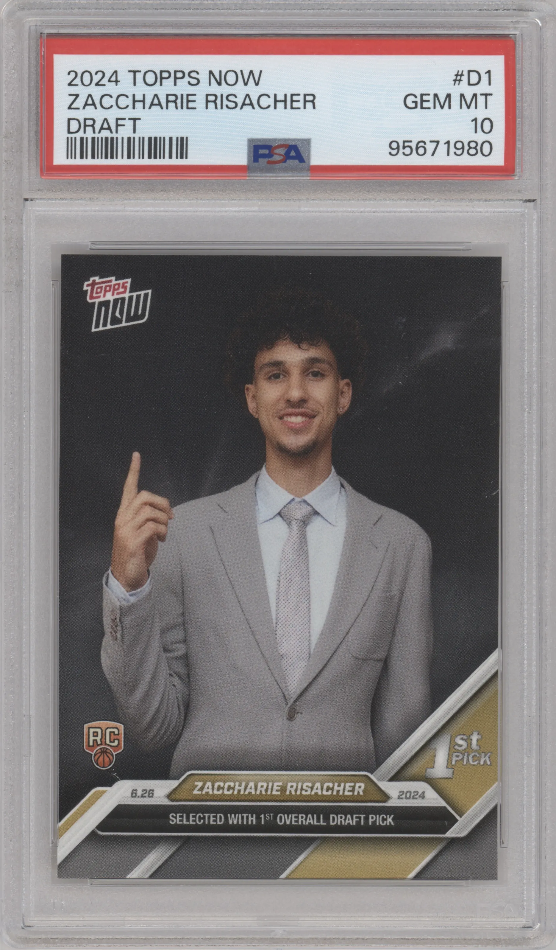 2024 Topps Now Zaccharie Risacher PSA 10