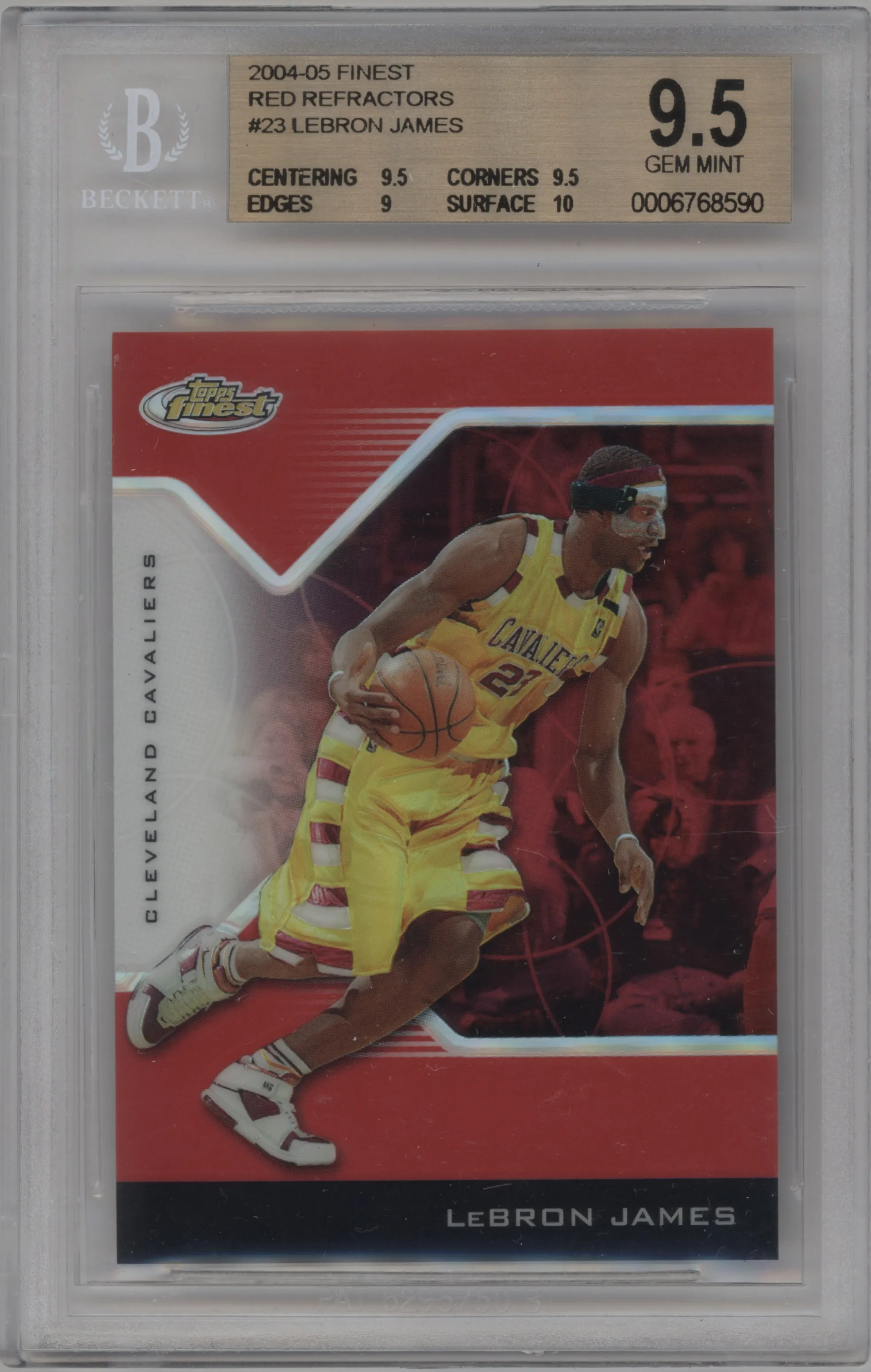 2004 Topps Finest LeBron James Red Refractor #23 BGS 9.5