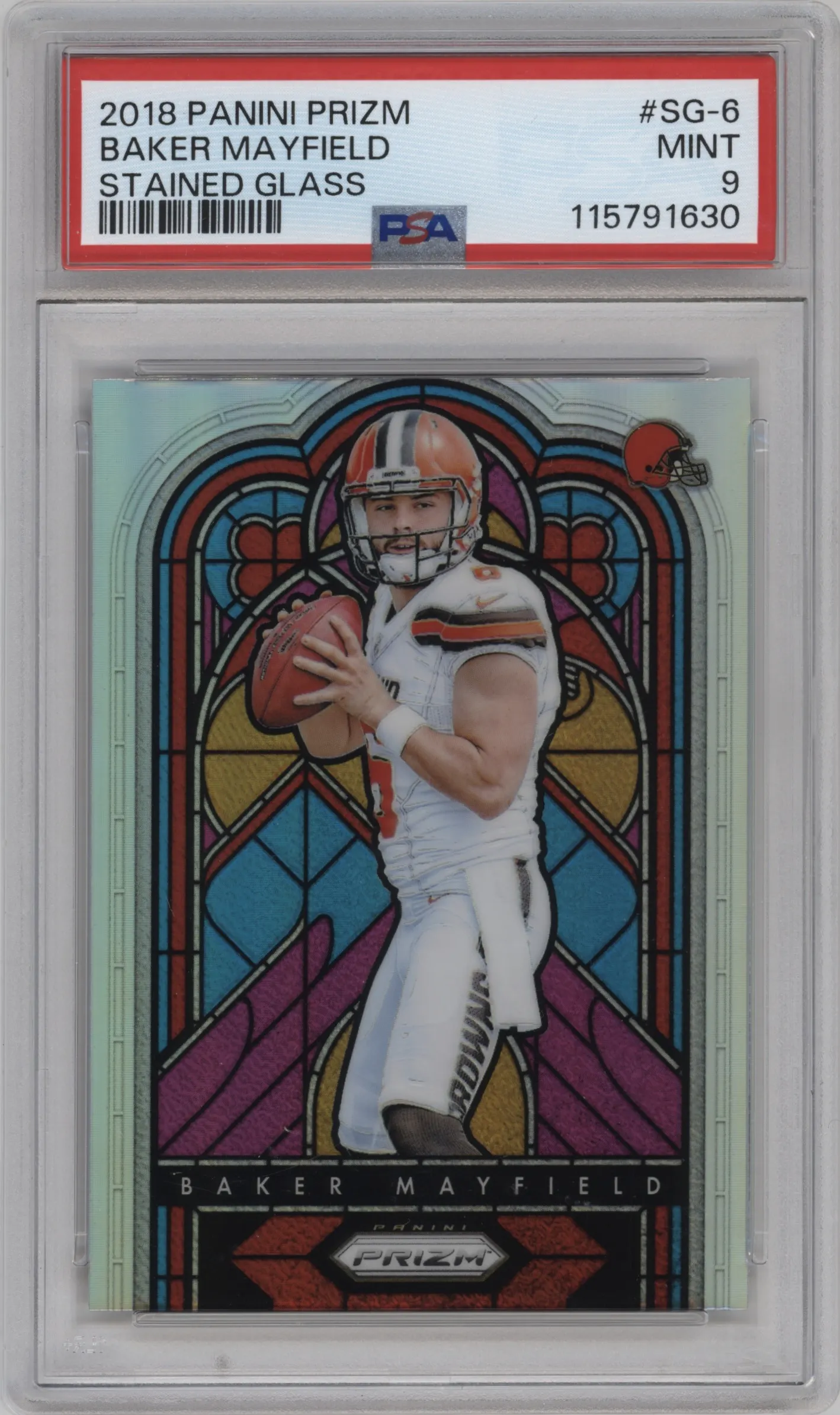 2018 Panini Prizm Stained Glass Baker Mayfield #SG-6 PSA 9