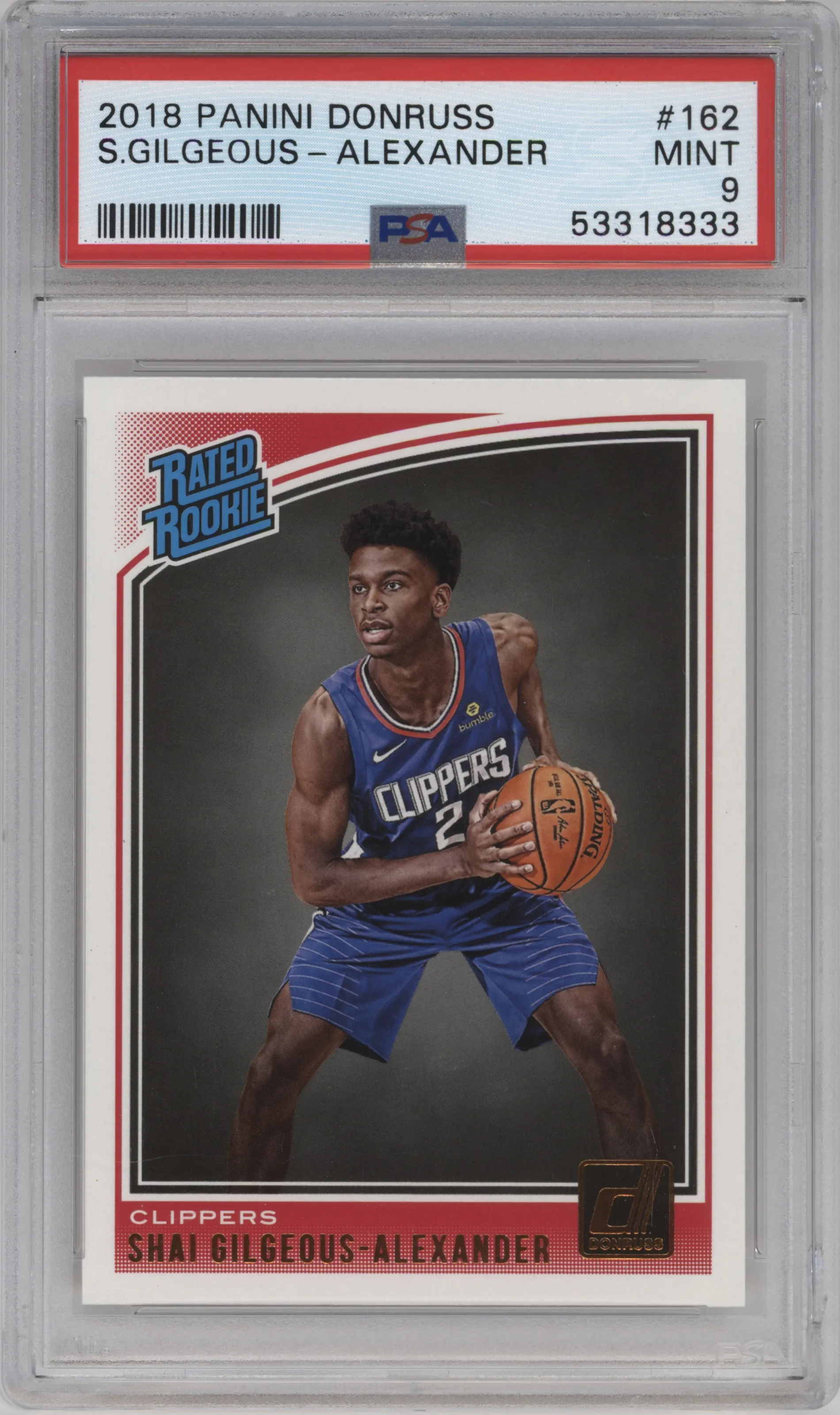 2018 Panini Donruss Rated Rookie Shai Gilgeous-Alexander #162 PSA 9