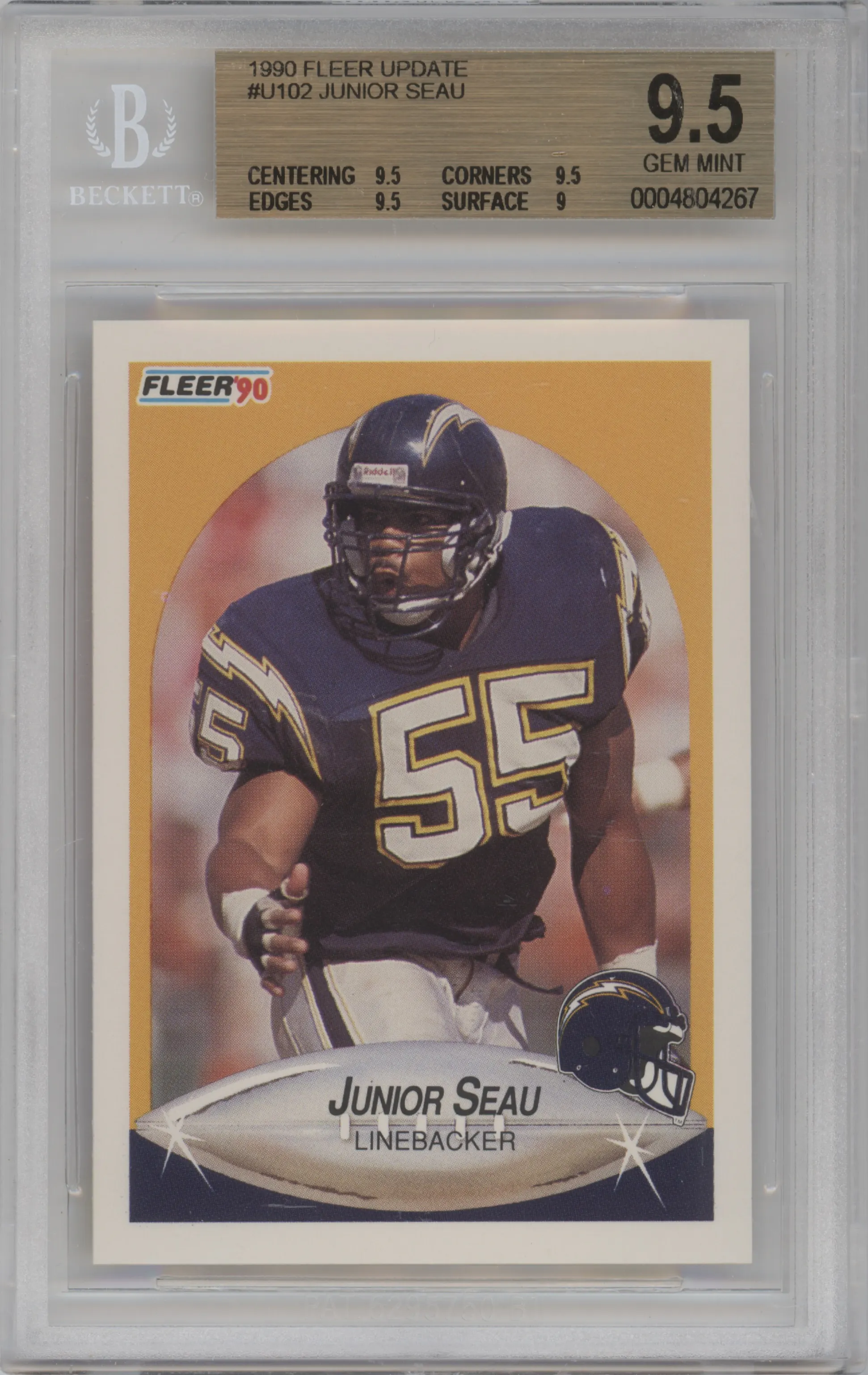 1990 Fleer Update Junior Seau BGS 9.5